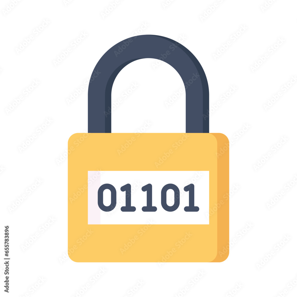 Binary code on padlock, modern vector of digital security, encryption icon Binary code on padlock, modern vector of digital security, encryption icon