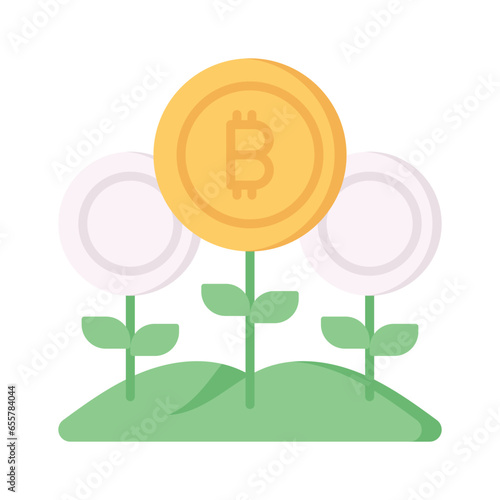 Check this beautiful vector of bitcoin farming in trendy style
