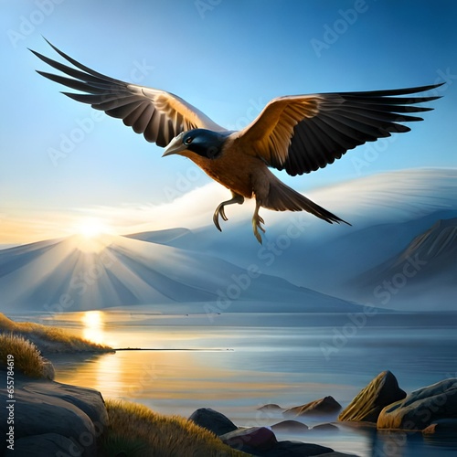 "Radiant Aerial Ballet: Birds Gracefully Glide under Sunlit Canopy" © Maryum