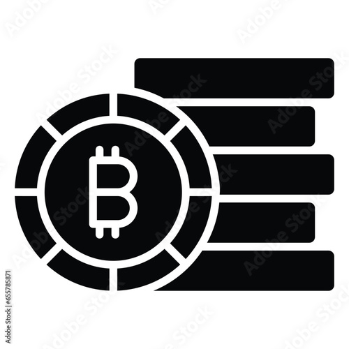 Cryptocurrency coins stack vector design, bitcoin icon in modern style