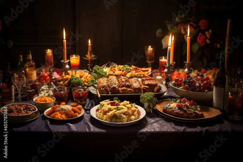 Images of the dinner table for art, New Year, Christmas, or any occasion. Wallpaper, decoration.