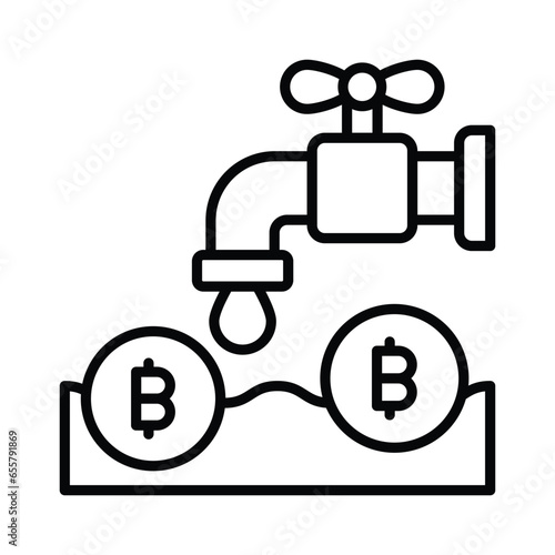 Check this beautiful icon of bitcoin faucet, editable vector design, money tap