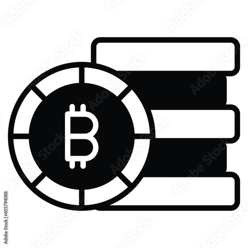 Cryptocurrency coins stack vector design, bitcoin icon in modern style