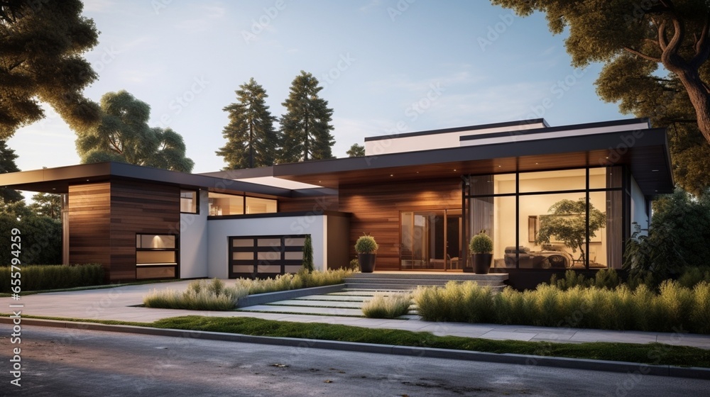 Modern Marvel: Stunning House Rendering with Spacious Front Yard