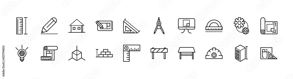 Assorted architecture and construction line icons - obrazy, fototapety, plakaty 