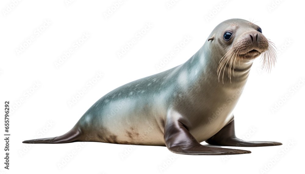 sea lion isolated on transparent background cutout - obrazy, fototapety, plakaty 