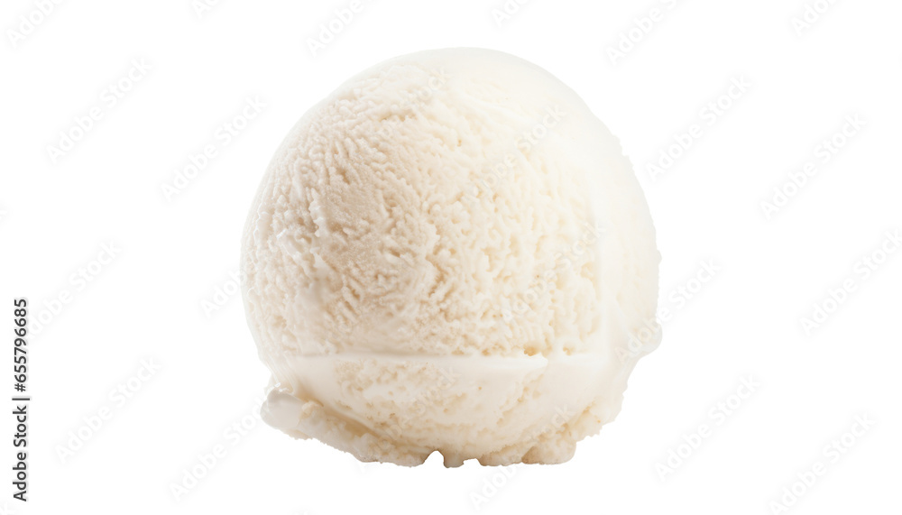vanilla ice cream isolated on transparent background cutout