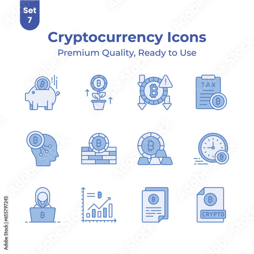 Take a look on this beautiful and amazing cryptocurrency vectors set, ready for premium download