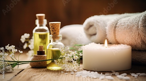 Wellness and Spa: Spa Accessories, Candles, Essential Oils, and Bath Salts in a Peaceful Setting