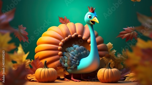 vector realistic thanksgiving illustration background with happy turkey © smoke