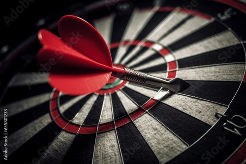 red target with 3 darts hitting bullseye. Generative AI