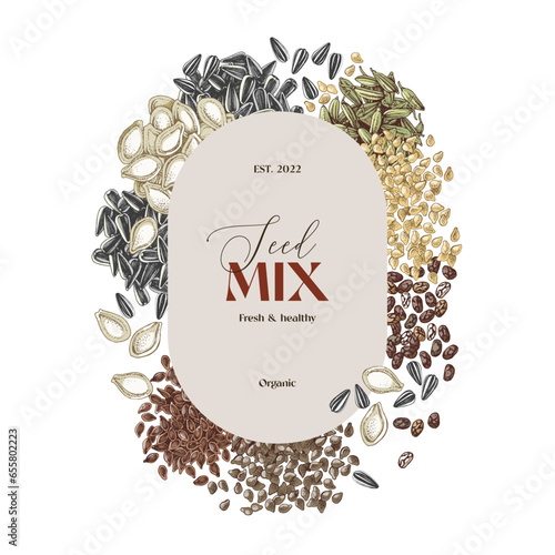 Edible seeds mix vintage label