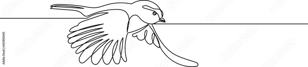 flying bird, one continuous line drawing, on a white background flying bird, one continuous line drawing, on a white background