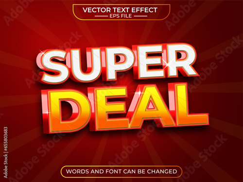 super deal text effect, editable, 3d text. for business promotion. vector template