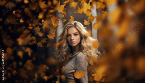 Autumn fashion and beauty, attractive girl wearing stylish clothes in the fall