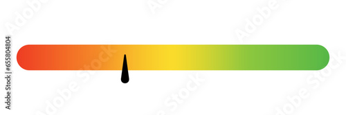 Rating slider with black arrow indicator. Feedback slider or level scale for rating happy neutral sad angry emotions. Gradient expression levels. Colored rating levels. Vector illustrations.