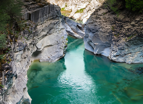 beautiful marble stone river with clear green water