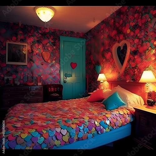 romantic love hearts bedroom