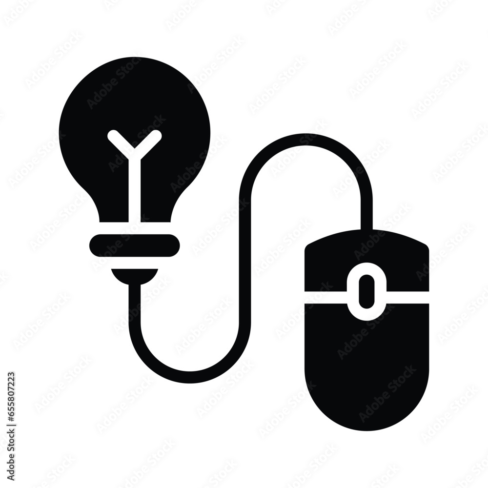 Idea bulb with mouse depicting concept icon of creative learning, easy to use vector Idea bulb with mouse depicting concept icon of creative learning, easy to use vector