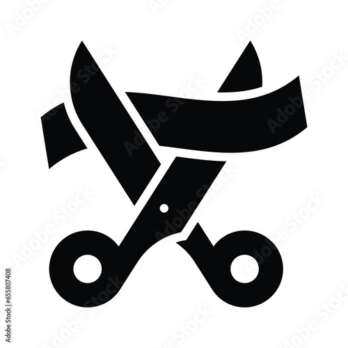 Scissors cutting a paper showing concept icon of paper cutter