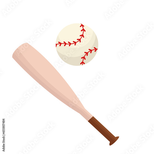 Cute doodle baseball bat and ball.