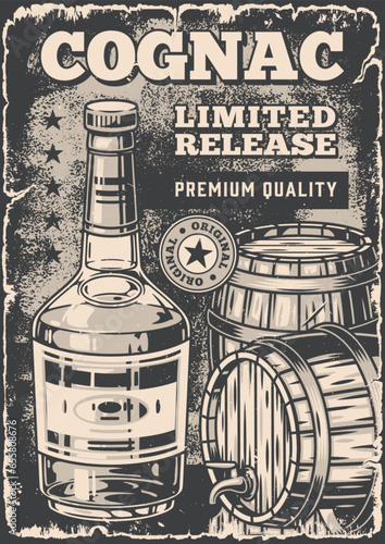 Cognac drink monochrome vintage sticker
