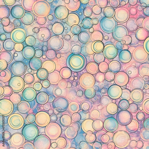 abstract background with light pastel colourful bubbles / circles