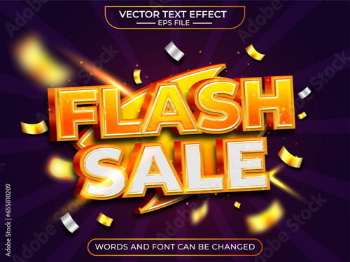 flash sale text effect, editable, 3d text. for business promotion. vector template