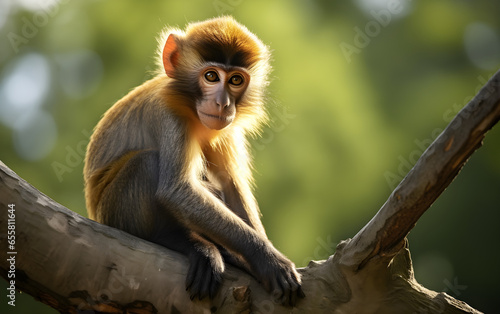 Olive baboon in Kenya  East Africa close-up head and shoulders shot  on a tree brunch  tropics  cute monkey  photography