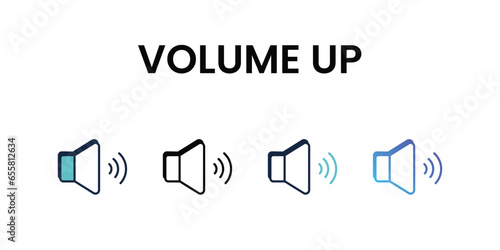 Volume Up icons set, color line, ouline, glyph, gradient icon stock illustration
