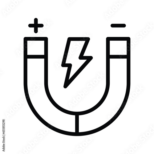 Physics magnet icon in flat style, scalable vector of attraction