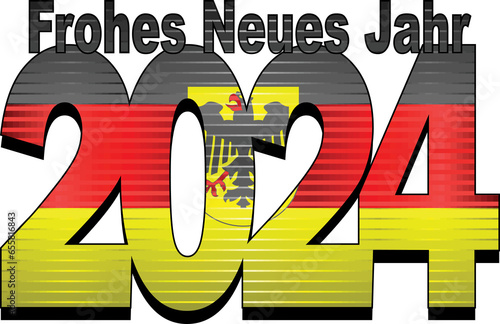 Happy New Year 2024 with Germany flag inside - Illustration,
2024 HAPPY NEW YEAR NUMERALS photo