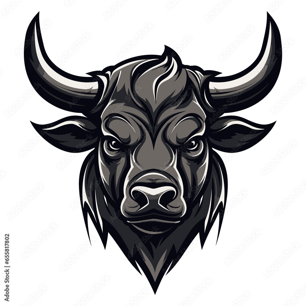 Fototapeta premium Bull illustration, isolated on transparent background, Ai Generated.