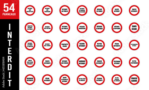 Collection panneaux signalisations interdits et interdictions diverses, 