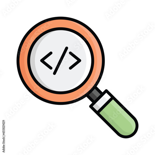 Search code vector icon isolated on white background