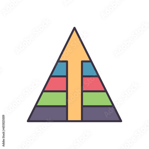 Pyramid with Arrow related vector icon. Isolated on white background. Vector