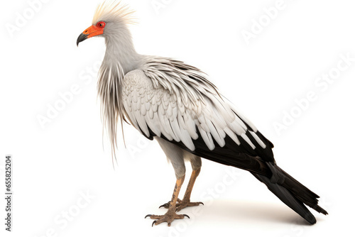 Secretary Bird on white background