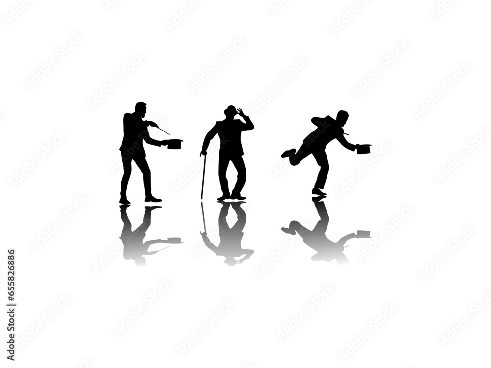 Set of magician silhouette. Magician silhouette vector design and illustration. Magician silhouette isolated white background. Set of magician silhouette. Magician silhouette vector design and illustration. Magician silhouette isolated white background.