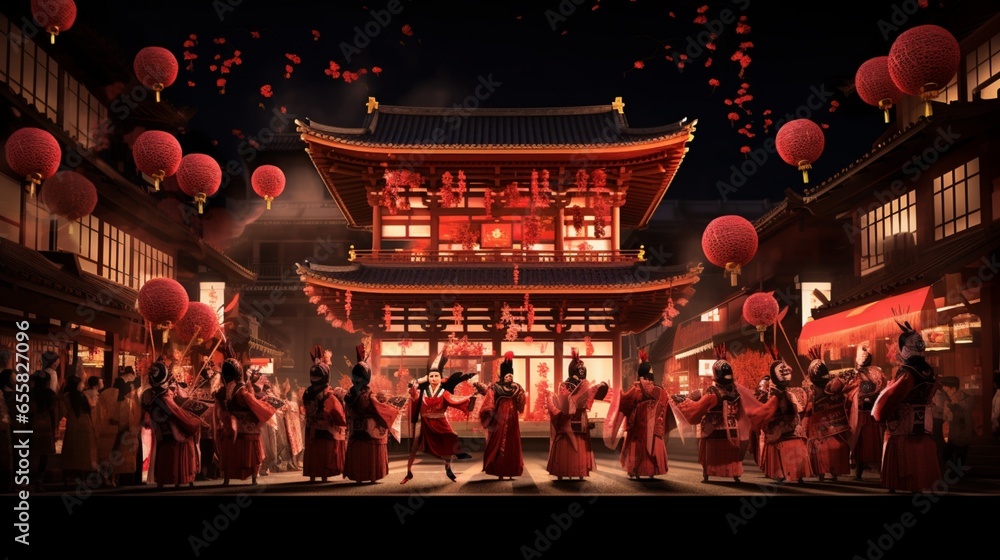Fototapeta premium Immerse yourself in the cultural pageantry of the Gion Matsuri festival, a feast for the senses. 