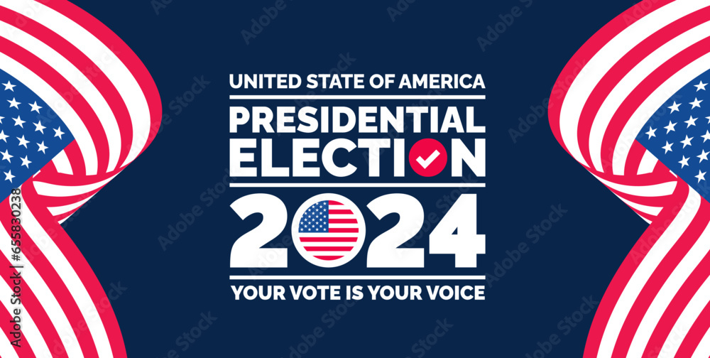 Presidential election 2024 background design template with USA flag ...