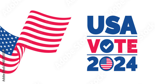 Presidential election 2024 background design template with USA flag. Vote in USA flag banner design. Election voting poster. president voting 2024. Political election 2024 campaign background.