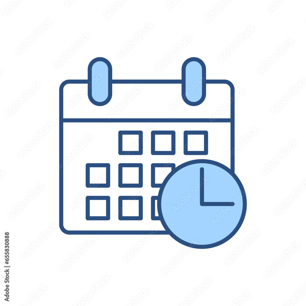 Calendar with Clock related vector icon. Isolated on white background. Vector illustration Calendar with Clock related vector icon. Isolated on white background. Vector illustration