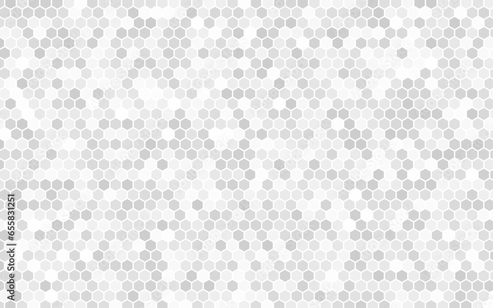 Light gray hexagonal mosaic background for business presentation. Vector pattern. 