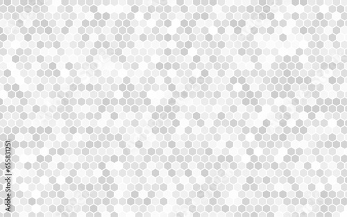 Light gray hexagonal mosaic background for business presentation. Vector pattern. 