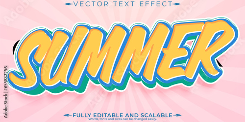 Summertext effect, editable holiday and sun text style