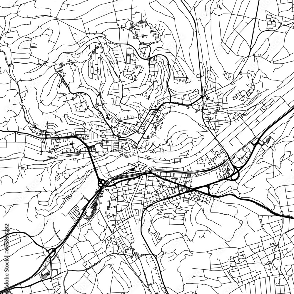 11 square aspect ratio vector road map of the city of Tubingen in