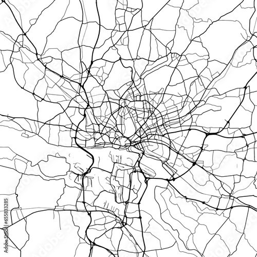 1:1 square aspect ratio vector road map of the city of  Hamburg Metropole in Germany with black roads on a white background.