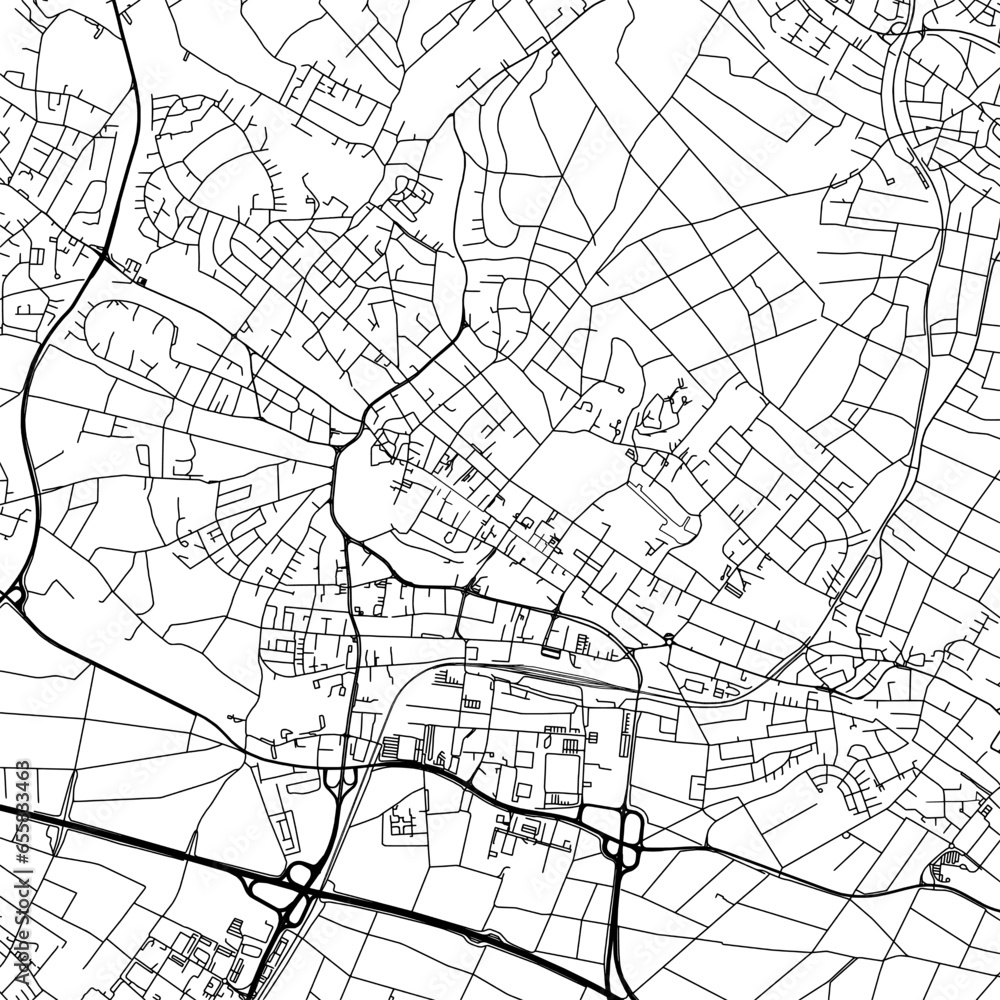 1:1 square aspect ratio vector road map of the city of  Bad Homburg in Germany with black roads on a white background.