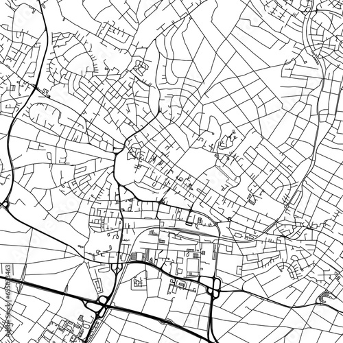 1:1 square aspect ratio vector road map of the city of Bad Homburg in Germany with black roads on a white background.