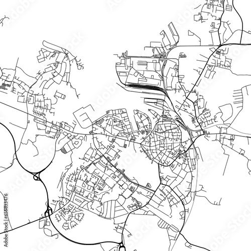 1:1 square aspect ratio vector road map of the city of  Wismar in Germany with black roads on a white background.